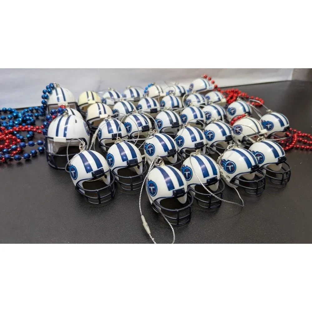 32 pc Tennessee Titans NFL Mini Helmet Lot Ornament Bead Necklace Bundle